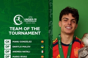 U19欧青赛官方最佳阵：西班牙6人入选，皮塔奇、埃斯帕特在列